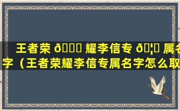 王者荣 🐎 耀李信专 🦋 属名字（王者荣耀李信专属名字怎么取）